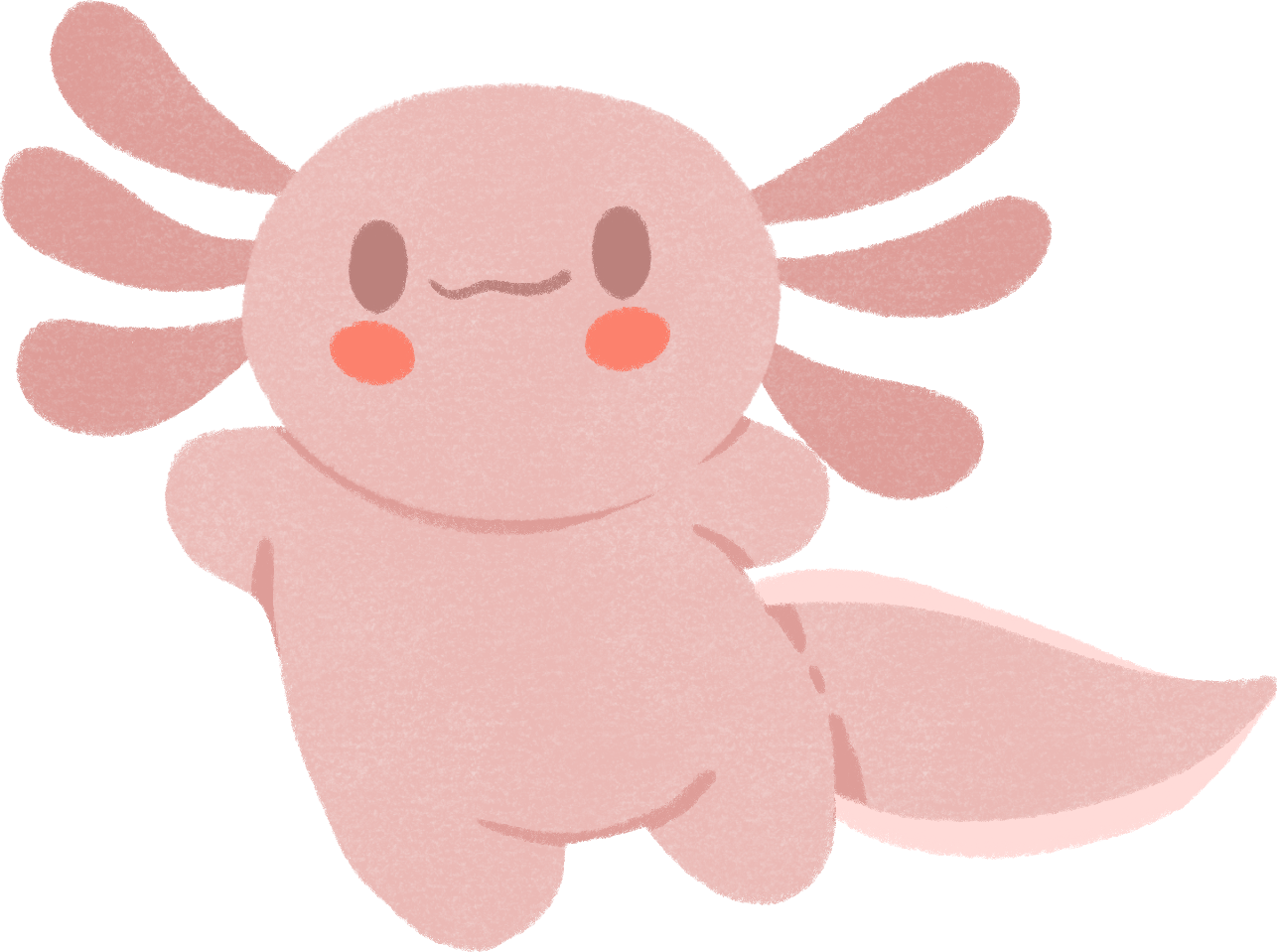 Handdrawn Textured Cute Axolotl 